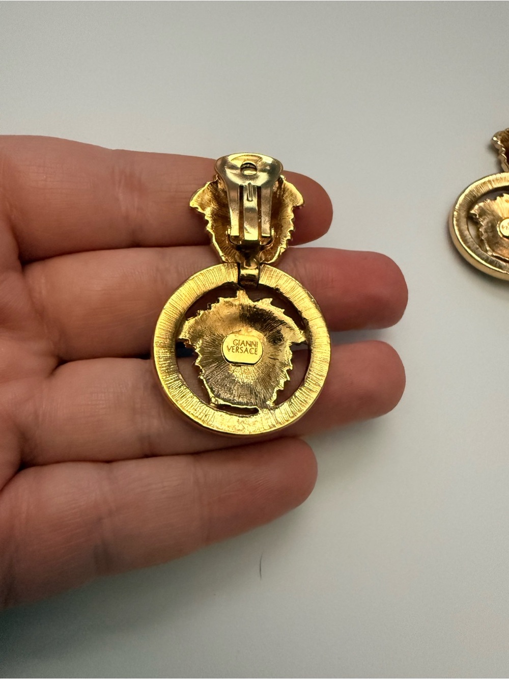 Versace Gold Medusa Drop Earrings with Crystal - Picture 7 of 10